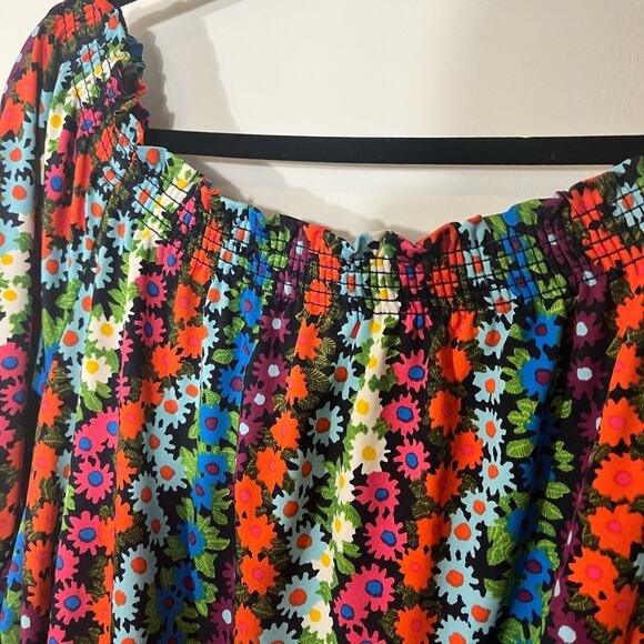 Trina Turk Multi Color Floral Off Shoulder Tunic/Dress Size Large - Picture 5 of 9
